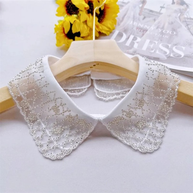 DoubleLayer Detachable Lace Collar Embroidered Bead LaceUp Shawl HighYield Sartorial Interaction 0