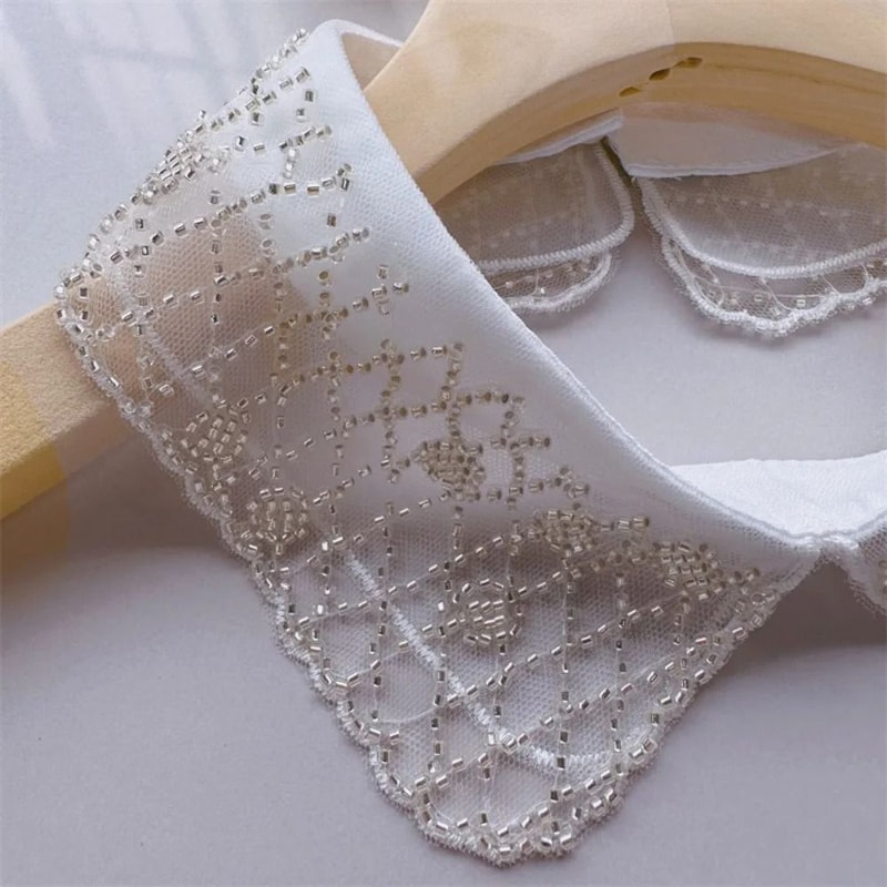 DoubleLayer Detachable Lace Collar Embroidered Bead LaceUp Shawl HighYield Sartorial Interaction 2