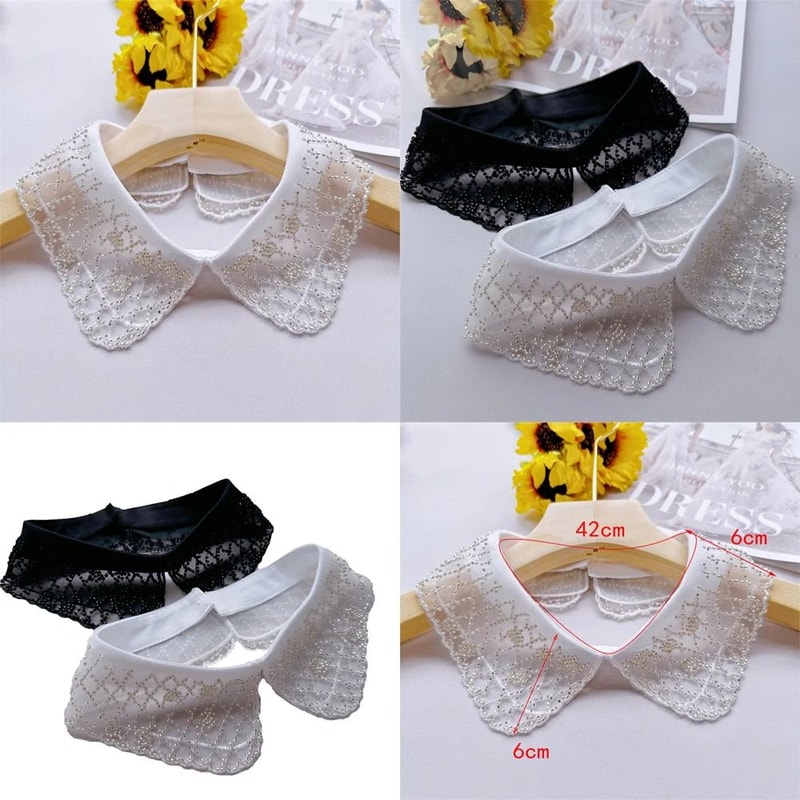 DoubleLayer Detachable Lace Collar Embroidered Bead LaceUp Shawl HighYield Sartorial Interaction 3
