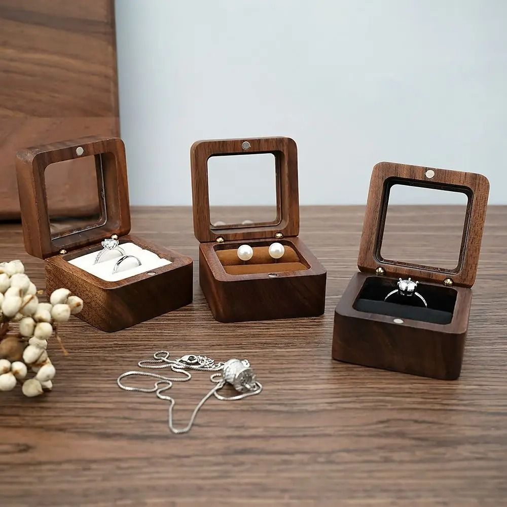 Wooden Lover Ring Box Engagement Wedding Display HighYield Romantic Interaction Hub 3