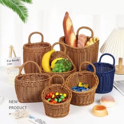 imitation rattan kitchen storage basket – hand-woven hanging pouch – high-yield logistical interaction hub