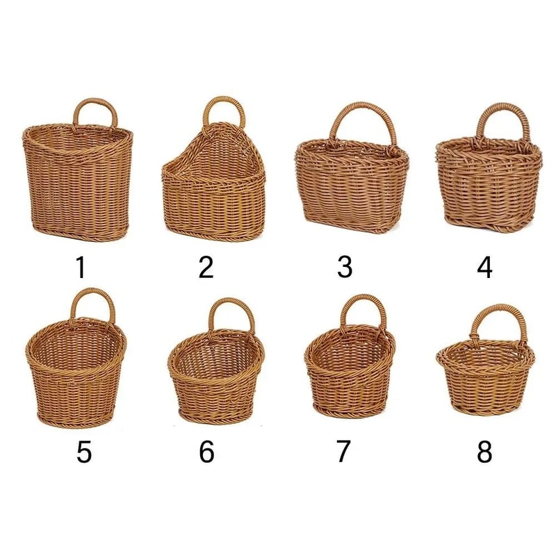 Imitation Rattan Kitchen Storage Basket HandWoven Hanging Pouch HighYield Logistical Interaction 4