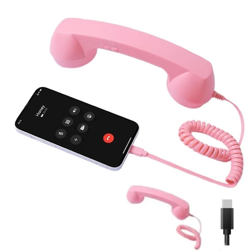 TypeC Handset Phone Receiver Retro Style Landline Handle HighYield Audio Interaction Hub 8