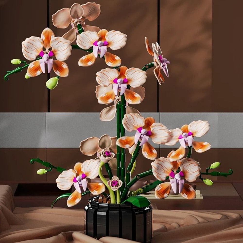 Creative Orchid Flower Bouquet Romantic Home Decoration Bricks HighYield Botanical Interaction Hu 0