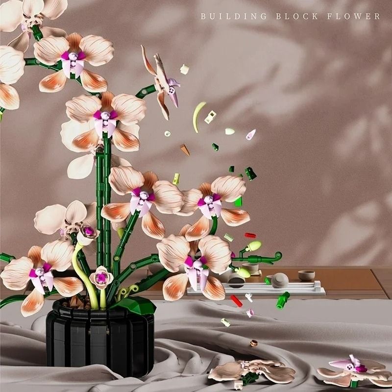 Creative Orchid Flower Bouquet Romantic Home Decoration Bricks HighYield Botanical Interaction Hu 3