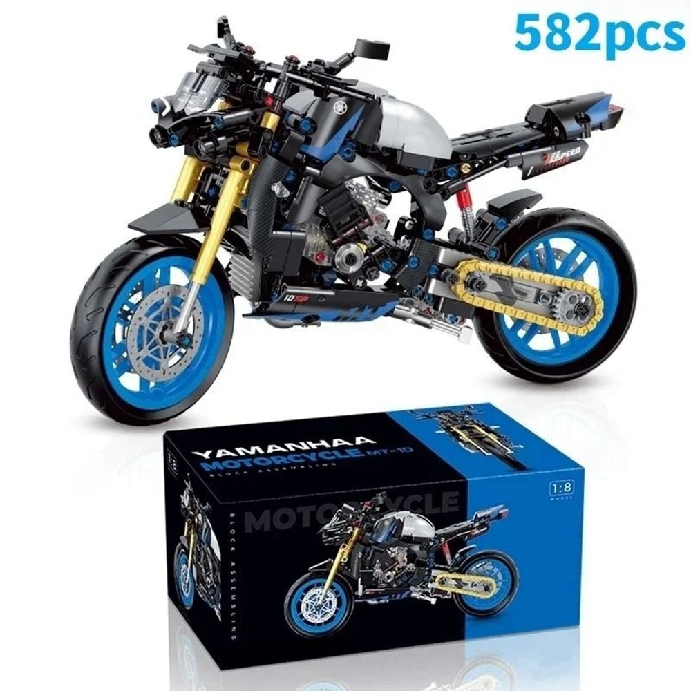 Technical MOC Motorcycle Model Creative Engineering Building Kit HighYield Mechanical Interaction 9