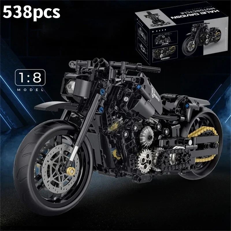 Technical MOC Motorcycle Model Creative Engineering Building Kit HighYield Mechanical Interaction 5