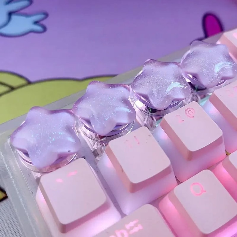 Cute Star Translucent Keycaps 4Unit Personalized Gift Set HighYield Peripheral Interaction Hub 8