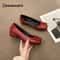 Comemore Fashion Red Pumps Square Heel PU Leather Series HighYield Comfort Interaction Hub 1