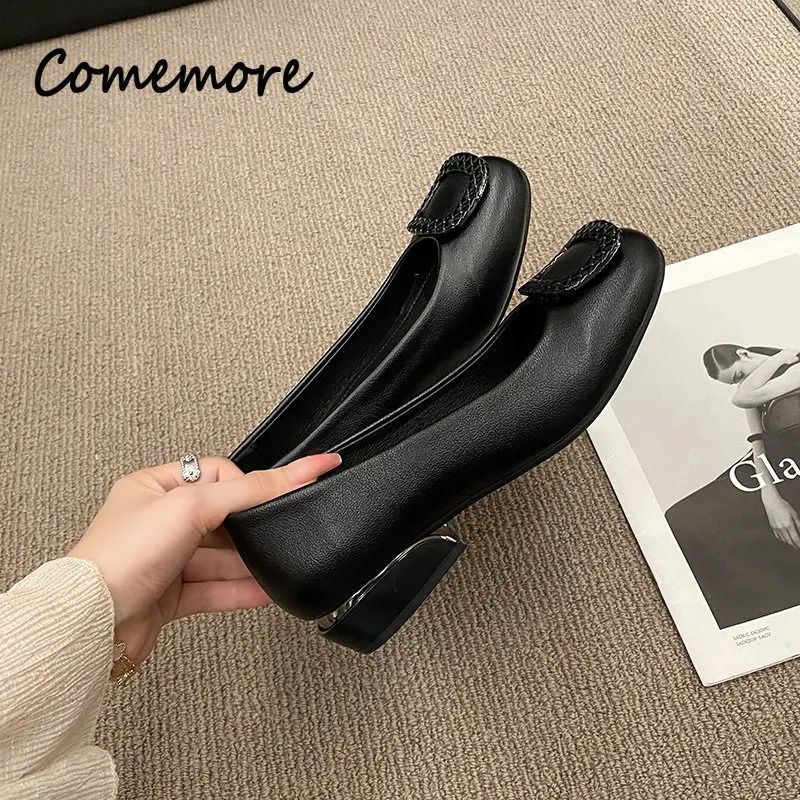 Comemore Fashion Red Pumps Square Heel PU Leather Series HighYield Comfort Interaction Hub 3