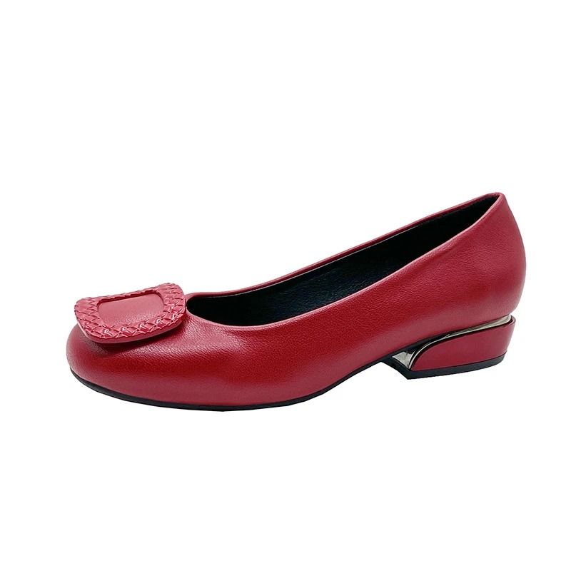 Comemore Fashion Red Pumps Square Heel PU Leather Series HighYield Comfort Interaction Hub 9