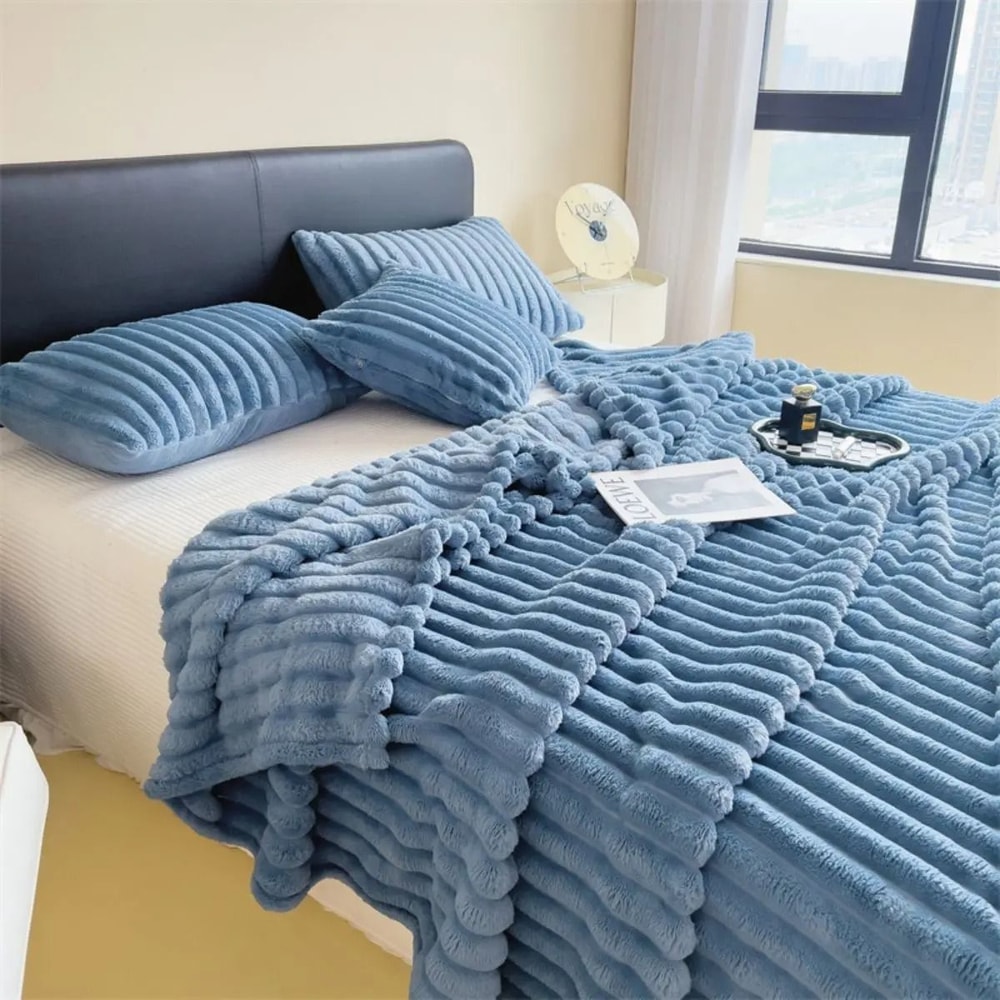 UltraSoft Thickened WideStriped Versatile Fleece Blanket 7