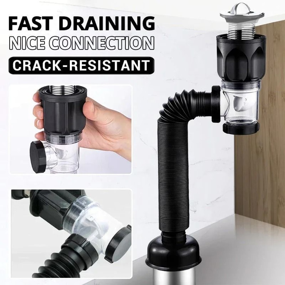 Universal AntiOdor Retractable Sink Drain Pipe Set 6