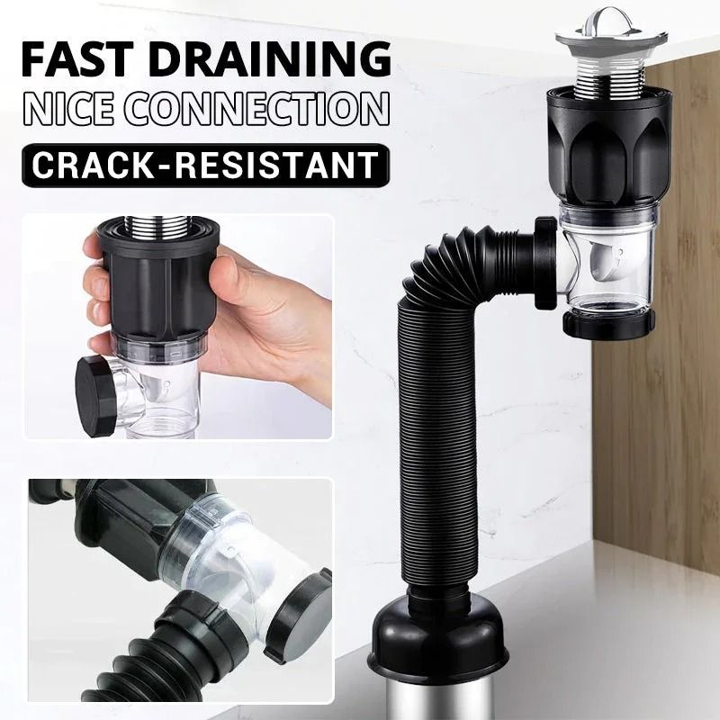Universal AntiOdor Retractable Sink Drain Pipe Set 6