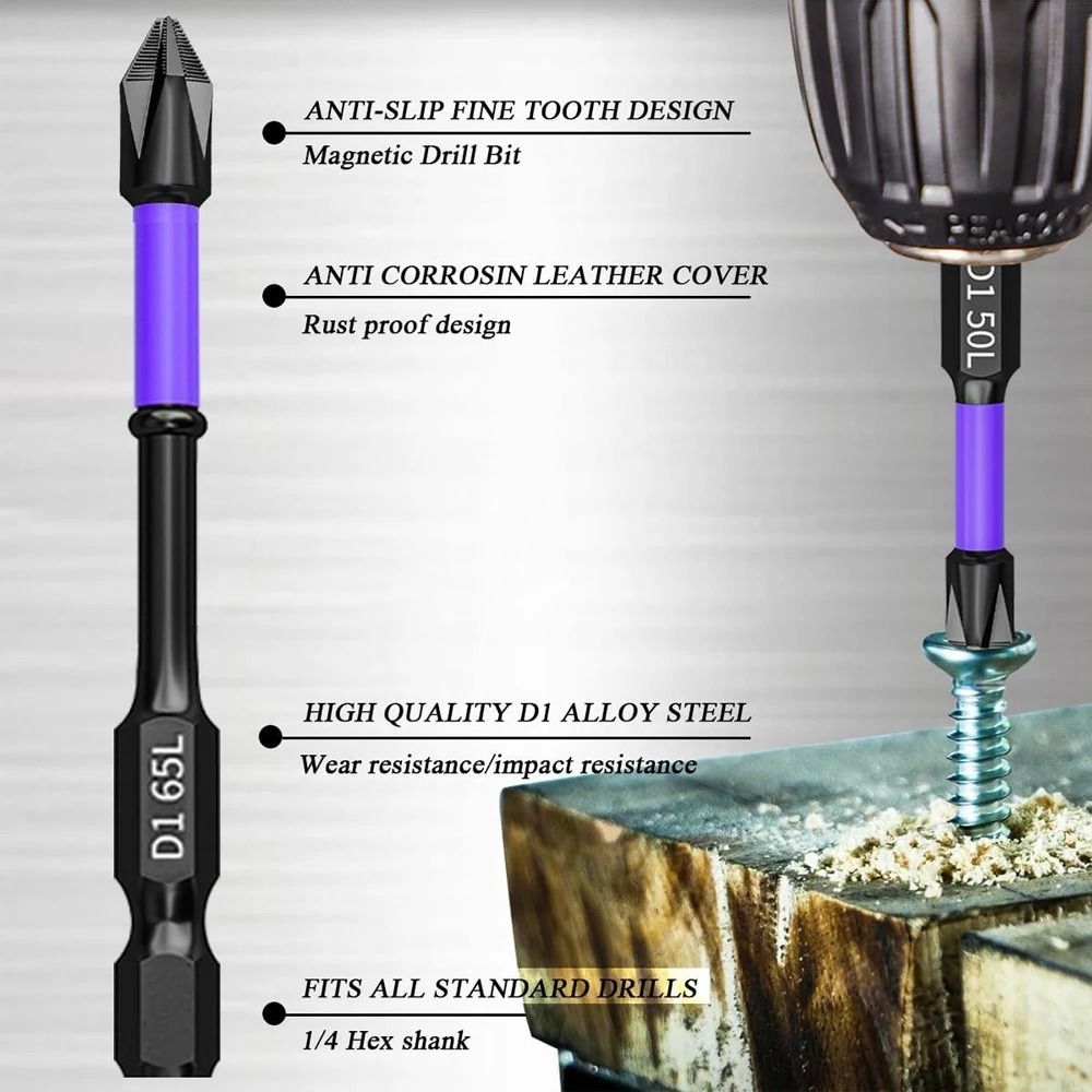 IndustrialGrade NonSlip Magnetic Impact Bit Set 4