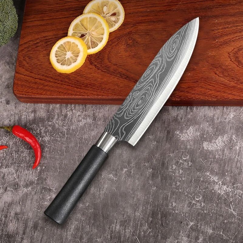 Laser Damascus Kitchen Knife Culinary Tool Set 4
