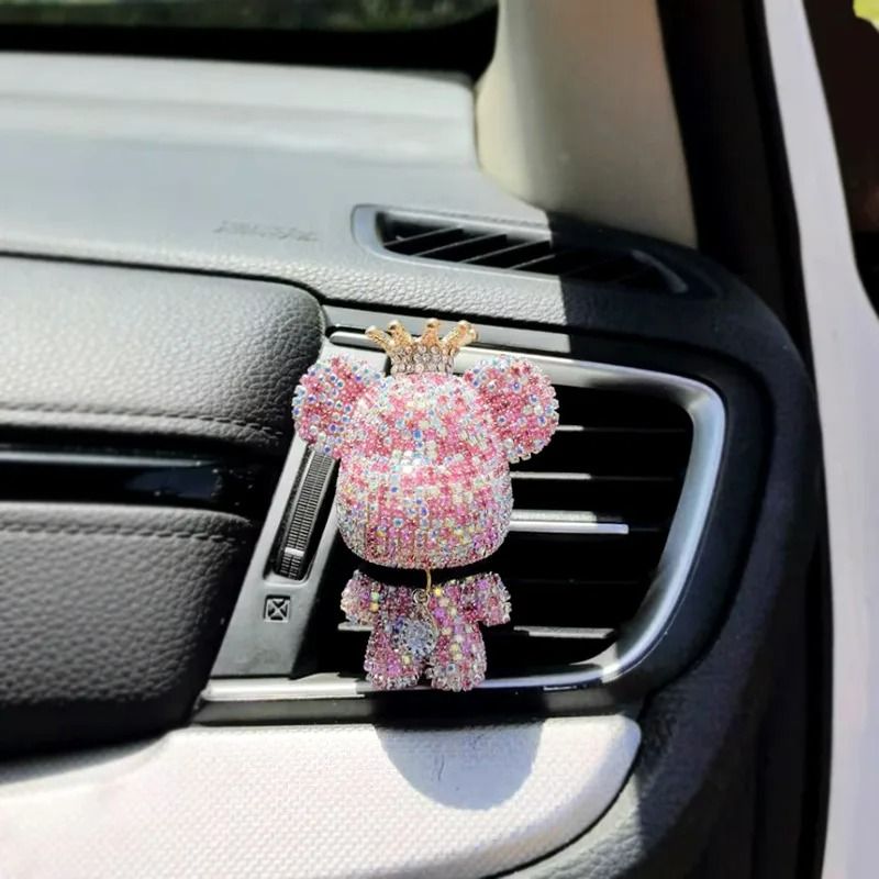Crown Diamond Rhinestone Bear Car Air Freshener Clip 9