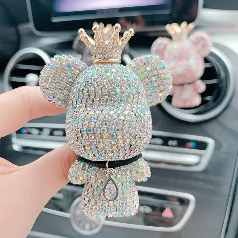 Crown Diamond Rhinestone Bear Car Air Freshener Clip 1