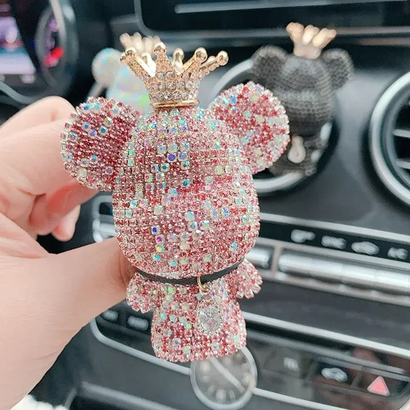 Crown Diamond Rhinestone Bear Car Air Freshener Clip 4