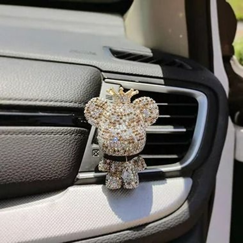 Crown Diamond Rhinestone Bear Car Air Freshener Clip 7