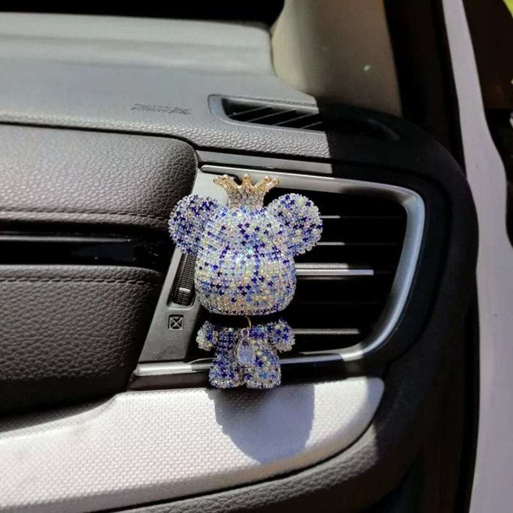 Crown Diamond Rhinestone Bear Car Air Freshener Clip 11