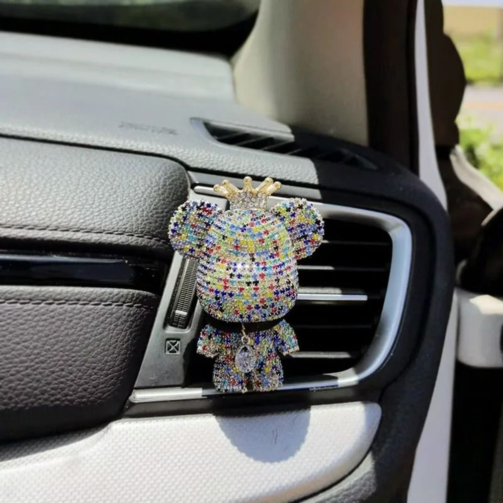 Crown Diamond Rhinestone Bear Car Air Freshener Clip 16