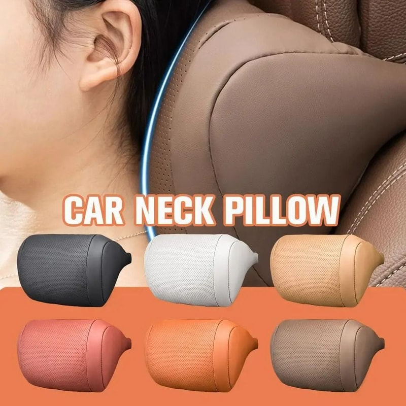 Luxury Nappa Leather Breathable Car Headrest Neck Pillow 0