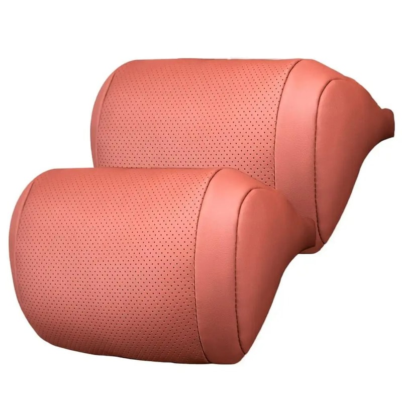 Luxury Nappa Leather Breathable Car Headrest Neck Pillow 5