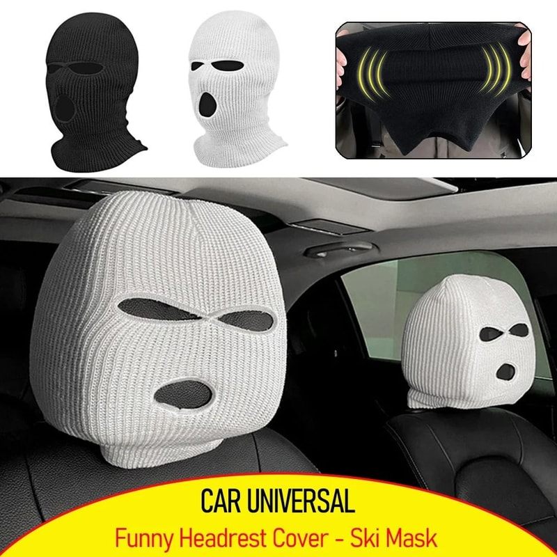 Universal Funny Ski Mask Car Headrest Covers 0