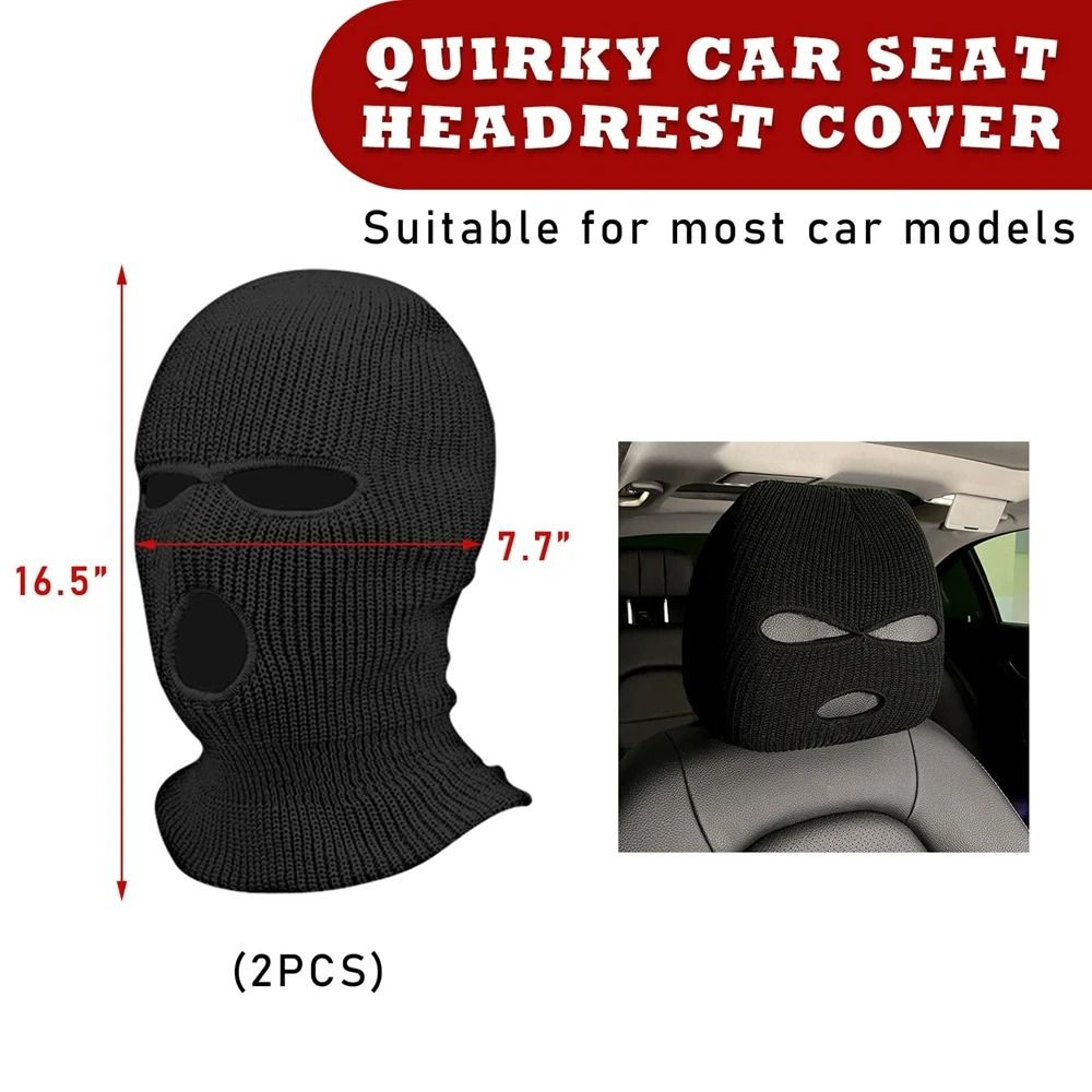 Universal Funny Ski Mask Car Headrest Covers 1