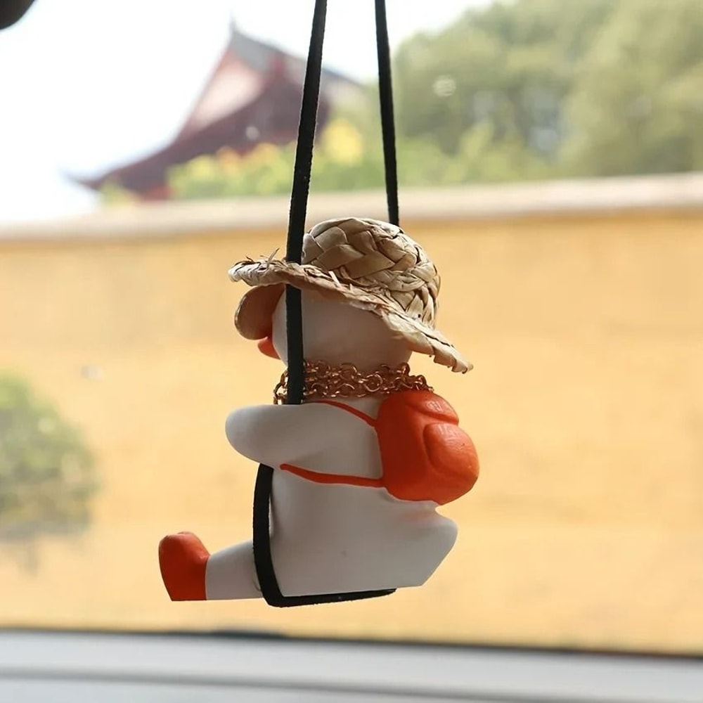 Cute Anime Swinging Duck Car Rearview Mirror Pendant 3