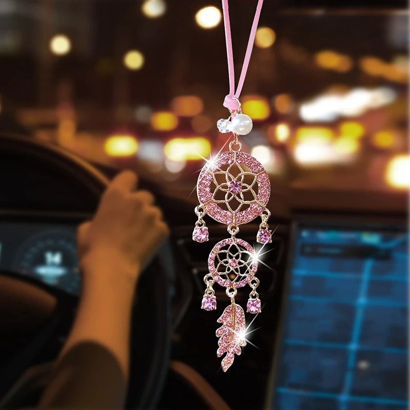 DiamondEncrusted Flower Dreamcatcher Luxury Car Pendant 2