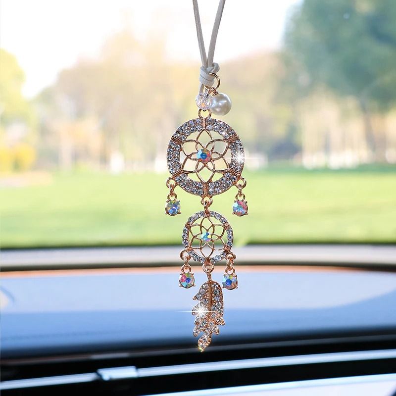 DiamondEncrusted Flower Dreamcatcher Luxury Car Pendant 5