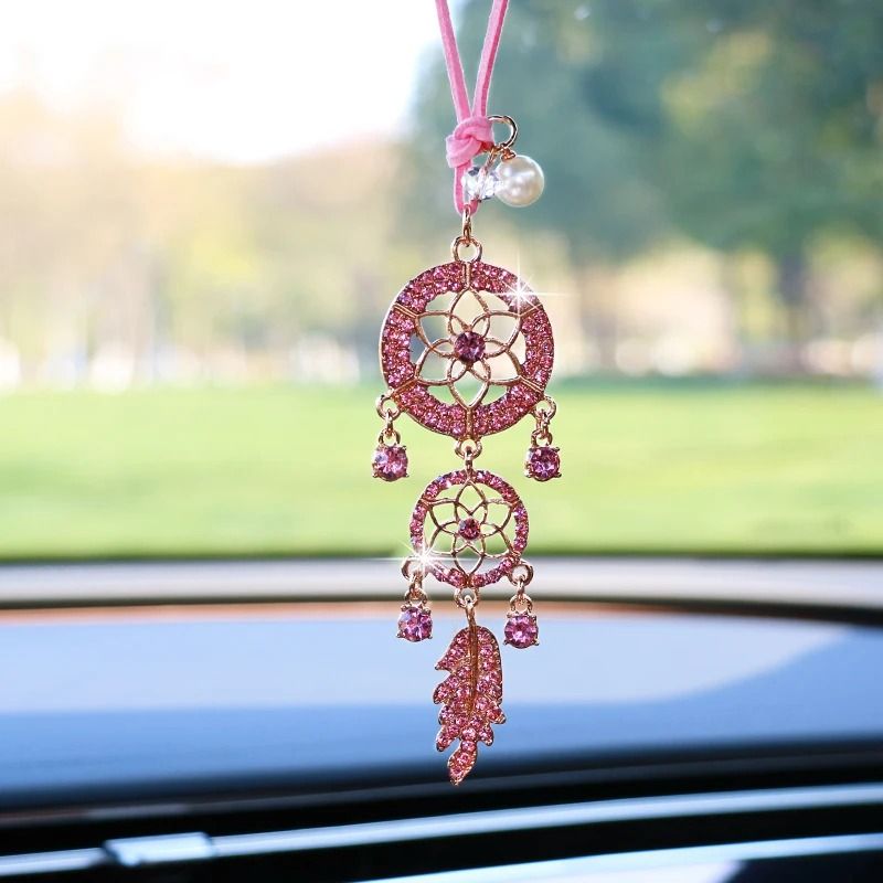 DiamondEncrusted Flower Dreamcatcher Luxury Car Pendant 6