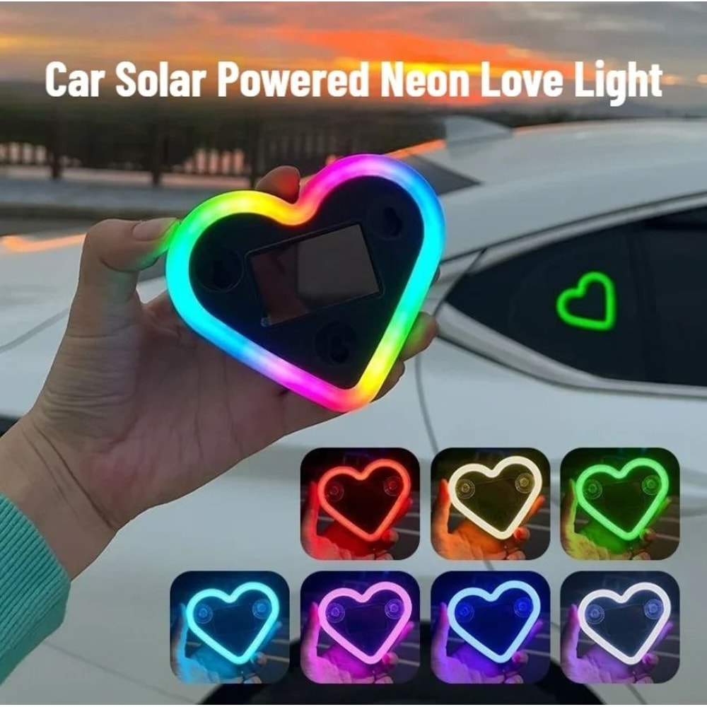 Universal SolarPowered Heart Neon Car Window Decoration 7