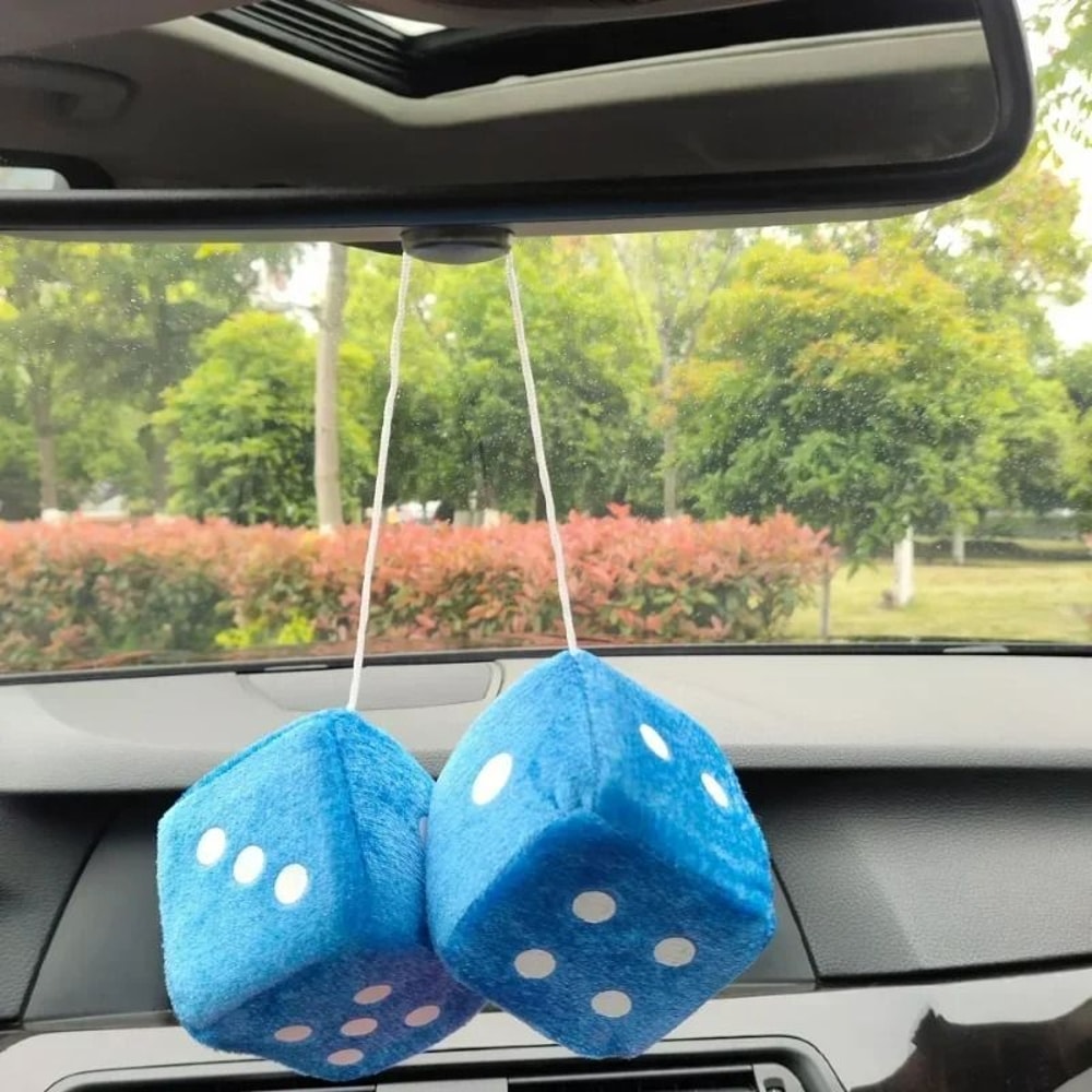 Classic Plush Velvet Hanging Car Dices 1