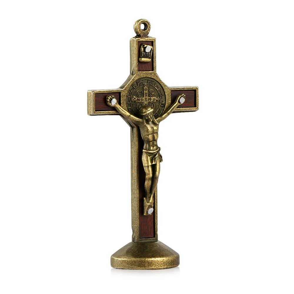 Christian Metal Wood Crucifix Dashboard Ornament 6