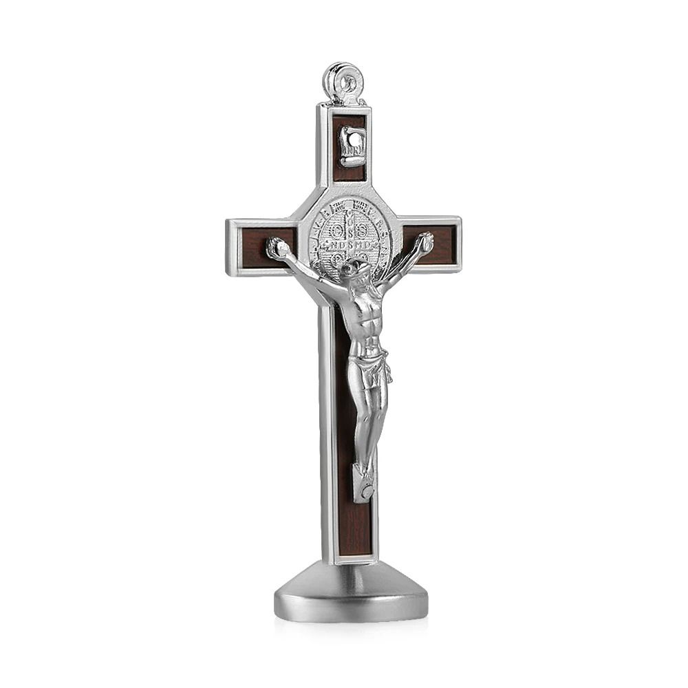 Christian Metal Wood Crucifix Dashboard Ornament 7