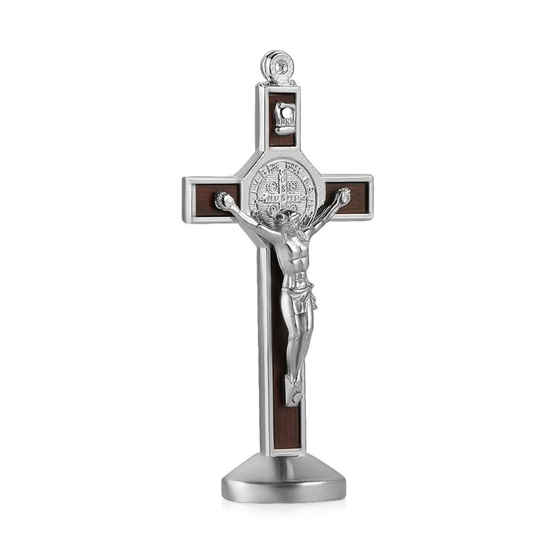 Christian Metal Wood Crucifix Dashboard Ornament 7