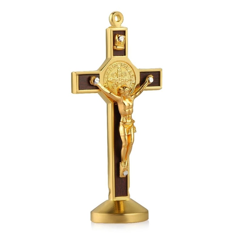 Christian Metal Wood Crucifix Dashboard Ornament 8