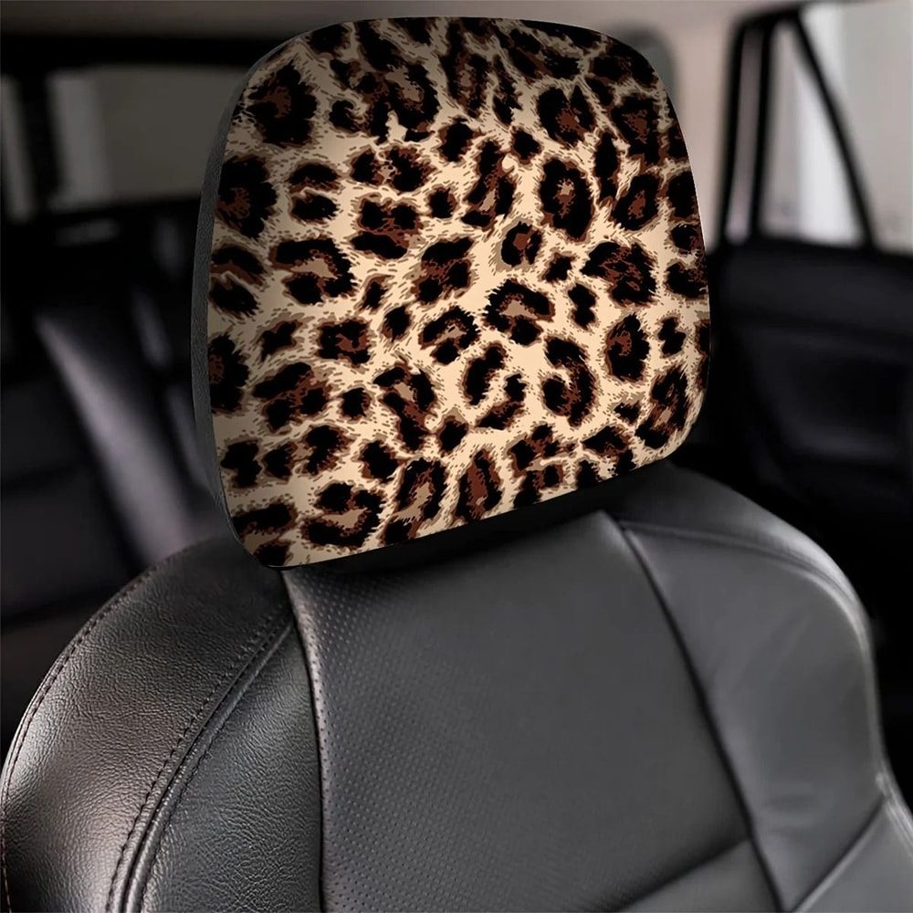 Vibrant Leopard Print Universal Headrest Covers 4