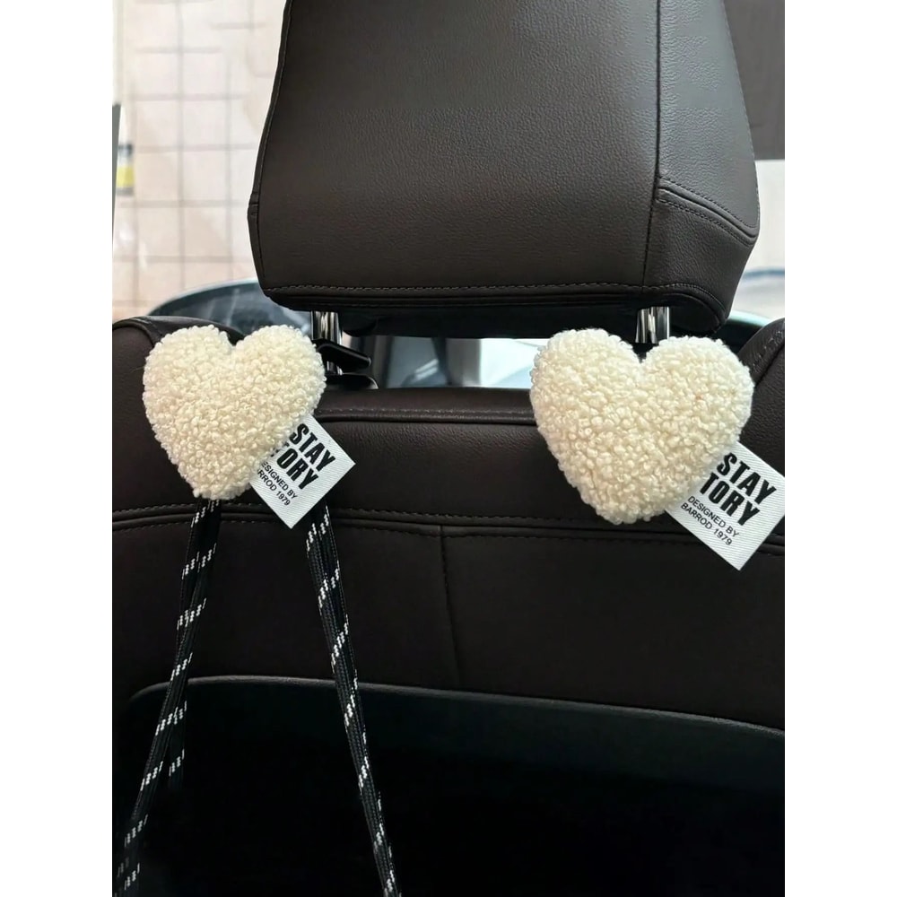 Plush HeartShaped Car Seatback Hooks 10