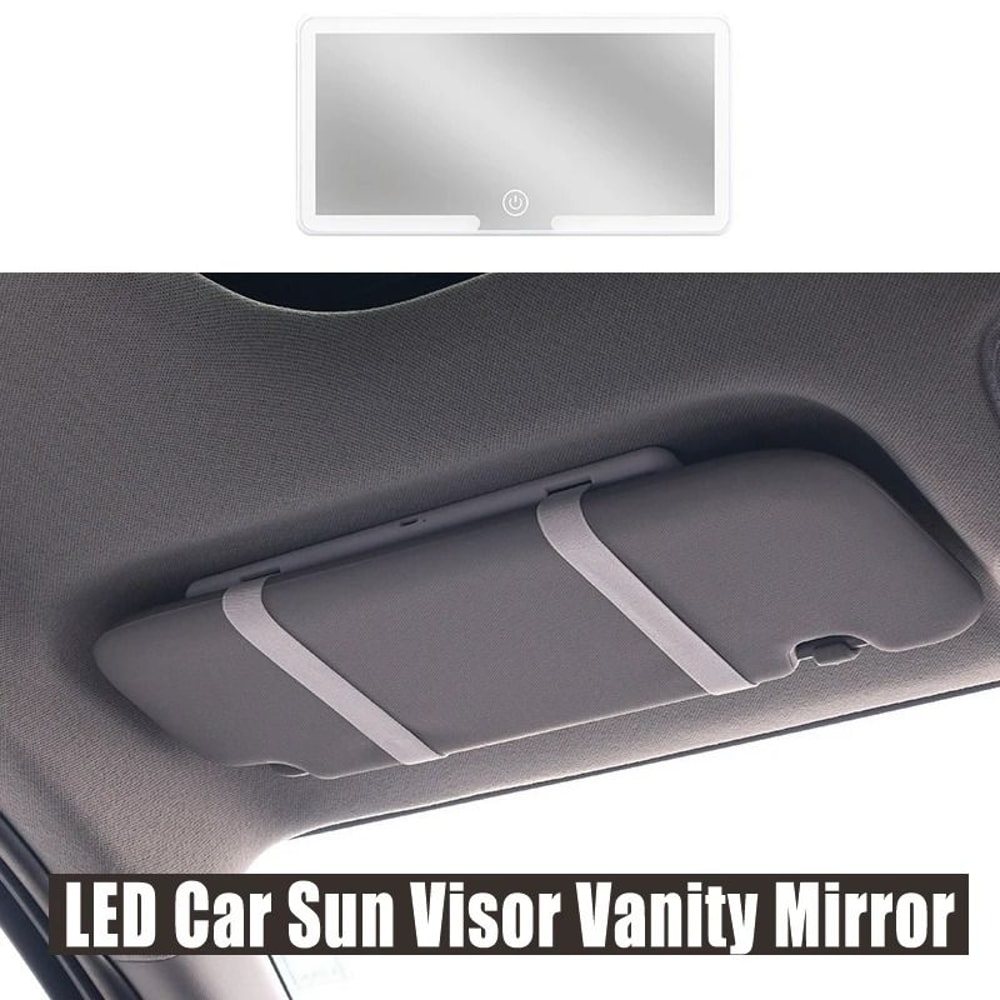 Rechargeable LED Car Sunshade Makeup Mirror 2