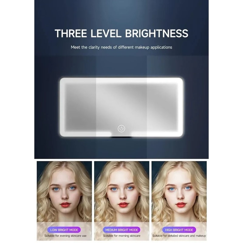 Rechargeable LED Car Sunshade Makeup Mirror 3