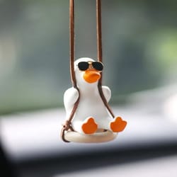 cool white swing duck with sunglasses car ornament