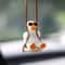 Cool White Swing Duck With Sunglasses Car Ornament 0