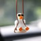 Cool White Swing Duck With Sunglasses Car Ornament 9