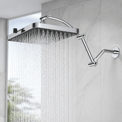 13 in high-pressure rainfall shower head with extension arm