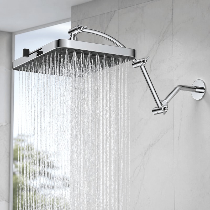 13 In HighPressure Rainfall Shower Head With Extension Arm 0