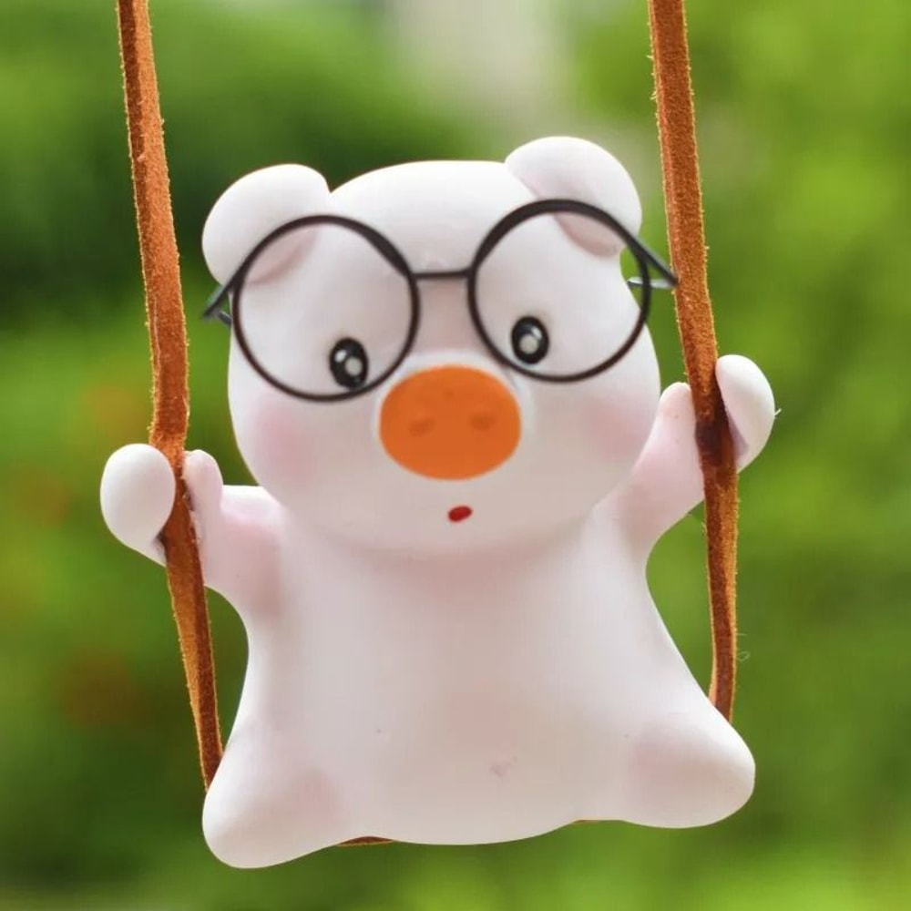 Adorable Pink Swing Pig Rearview Mirror Pendant 9